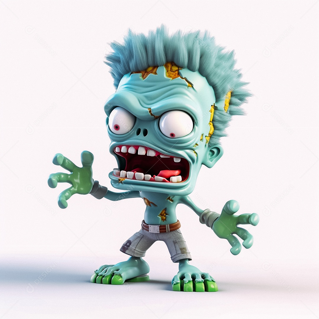 Zumbi 3d bonito dos desenhos animados