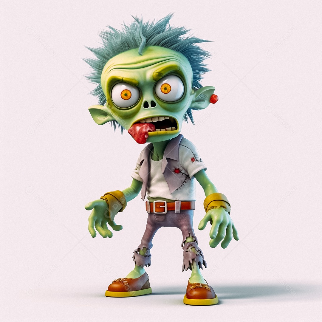 Zumbi 3d bonito dos desenhos animados
