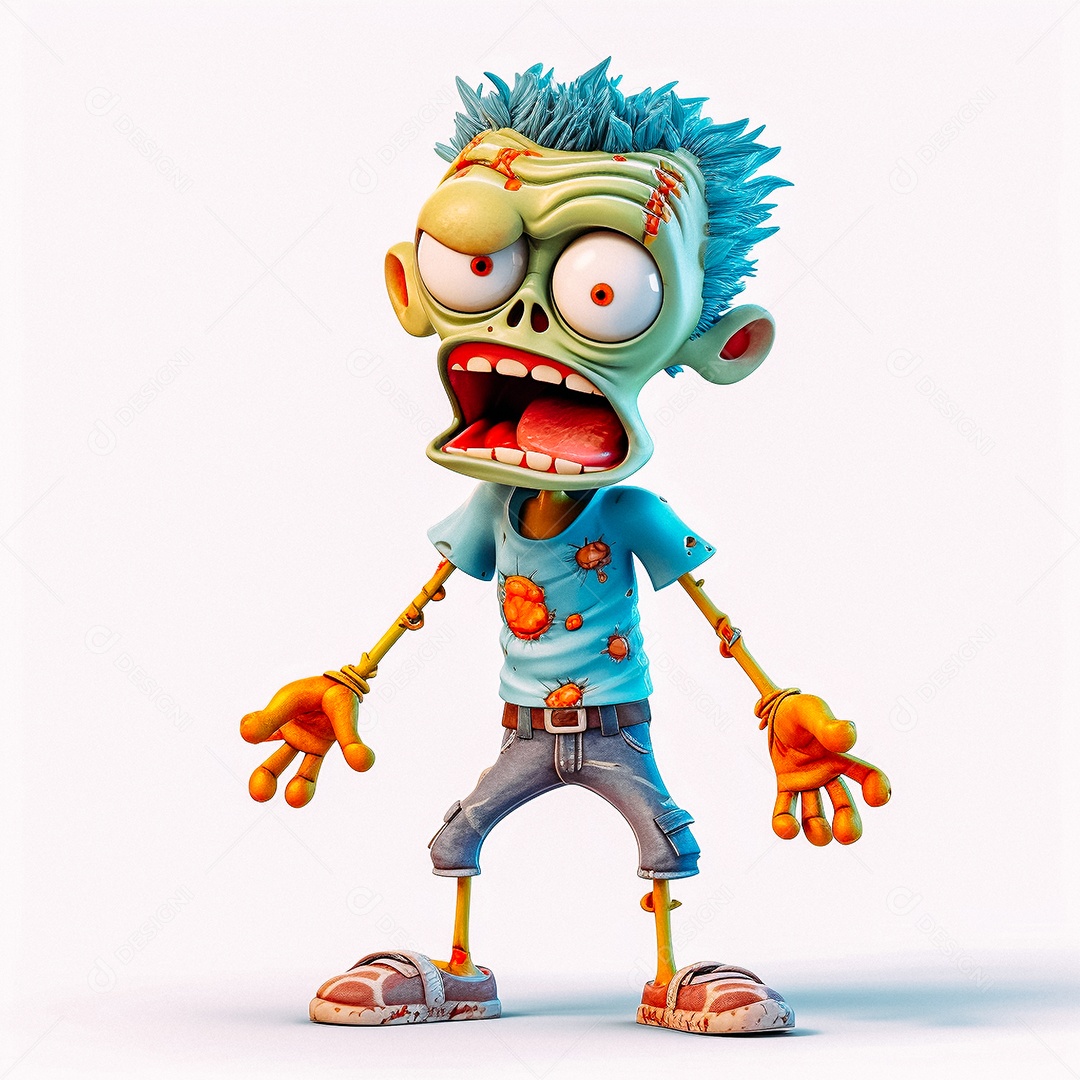 Zumbi 3d bonito dos desenhos animados