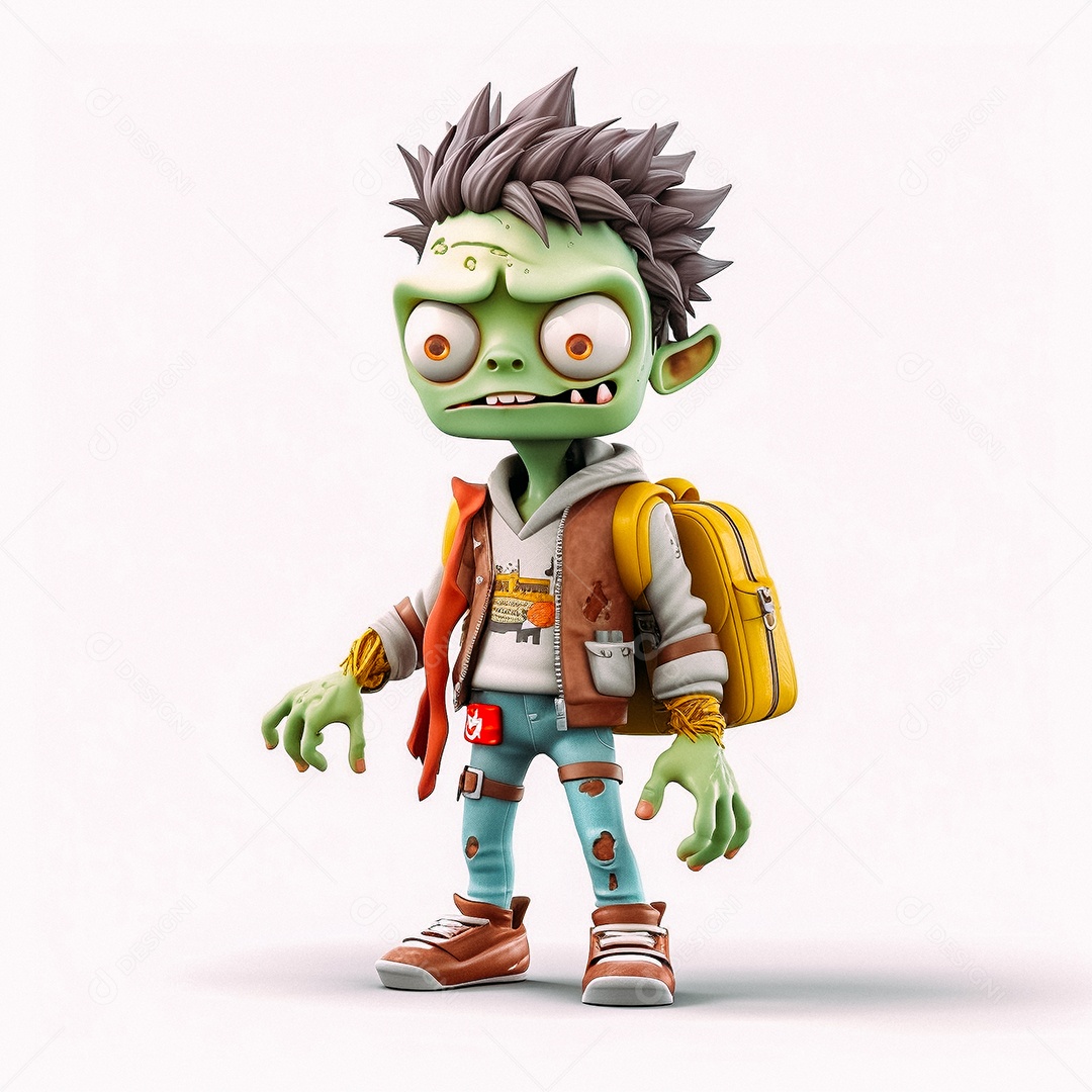 Zumbi 3d bonito dos desenhos animados
