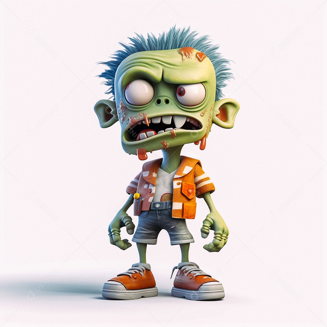 Zumbi 3d bonito dos desenhos animados