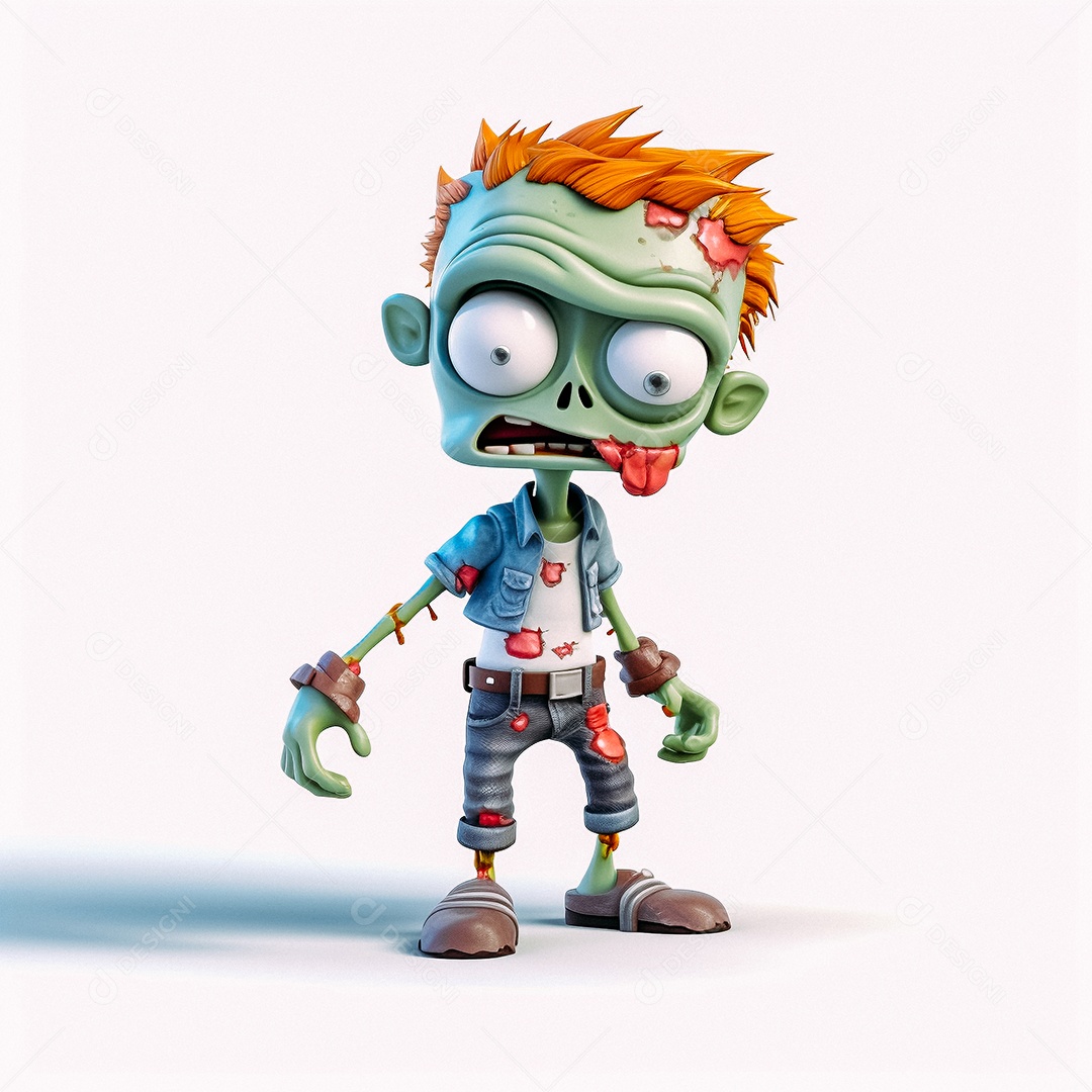 Zumbi 3d bonito dos desenhos animados