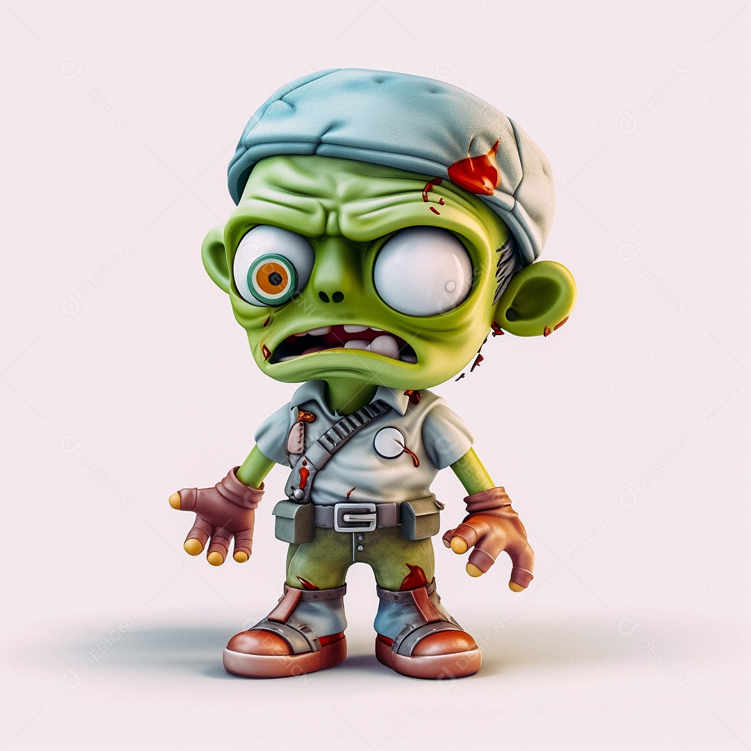 Zumbi 3d bonito dos desenhos animados