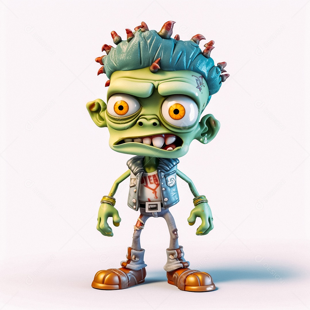 Zumbi 3d bonito dos desenhos animados