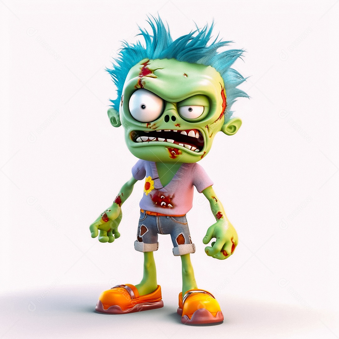 Zumbi 3d bonito dos desenhos animados
