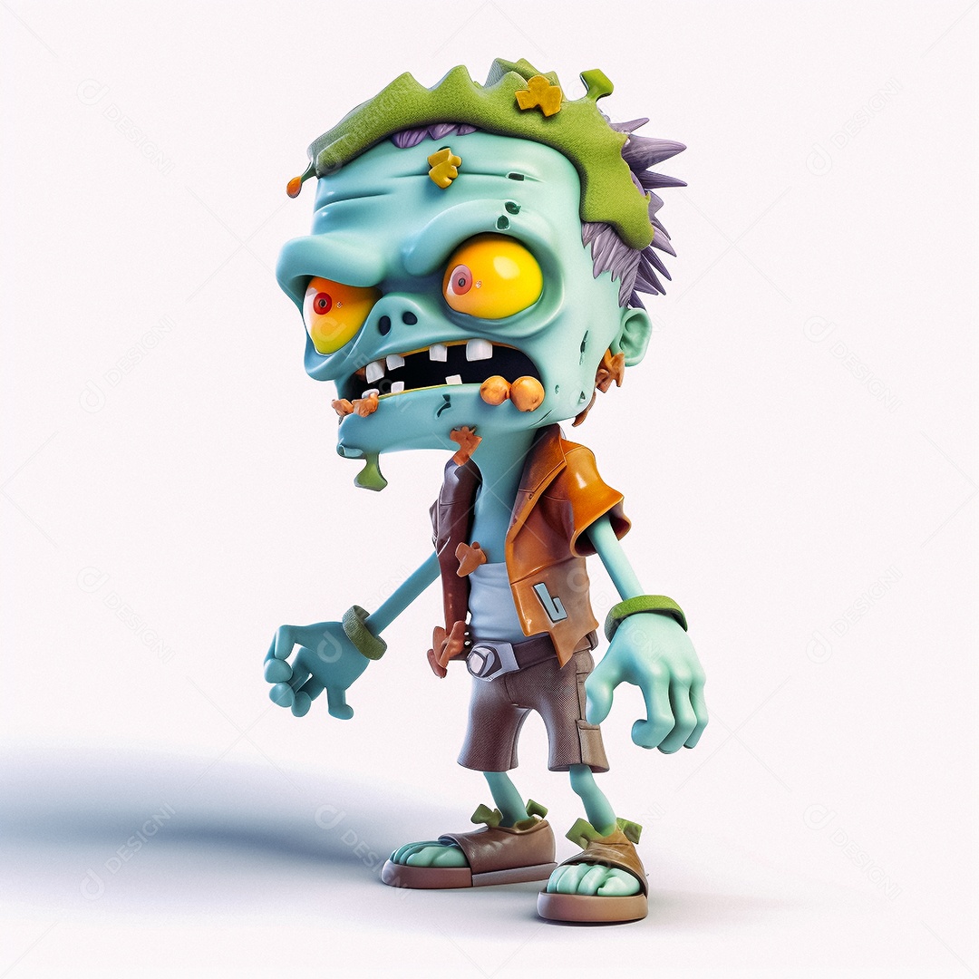 Zumbi 3d bonito dos desenhos animados