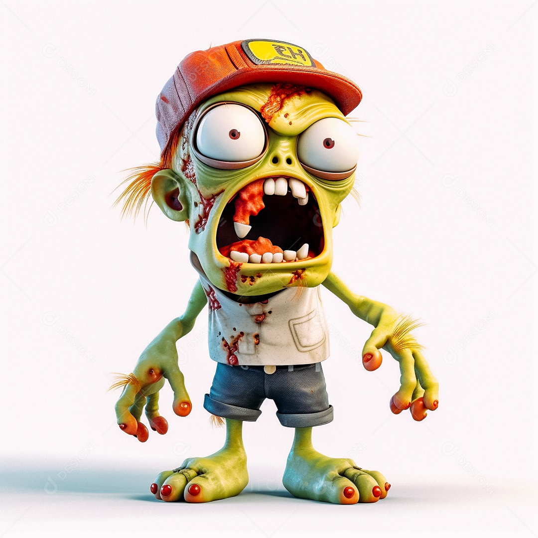 Zumbi 3d bonito dos desenhos animados