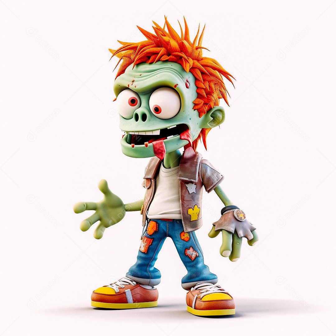 Zumbi 3d bonito dos desenhos animados