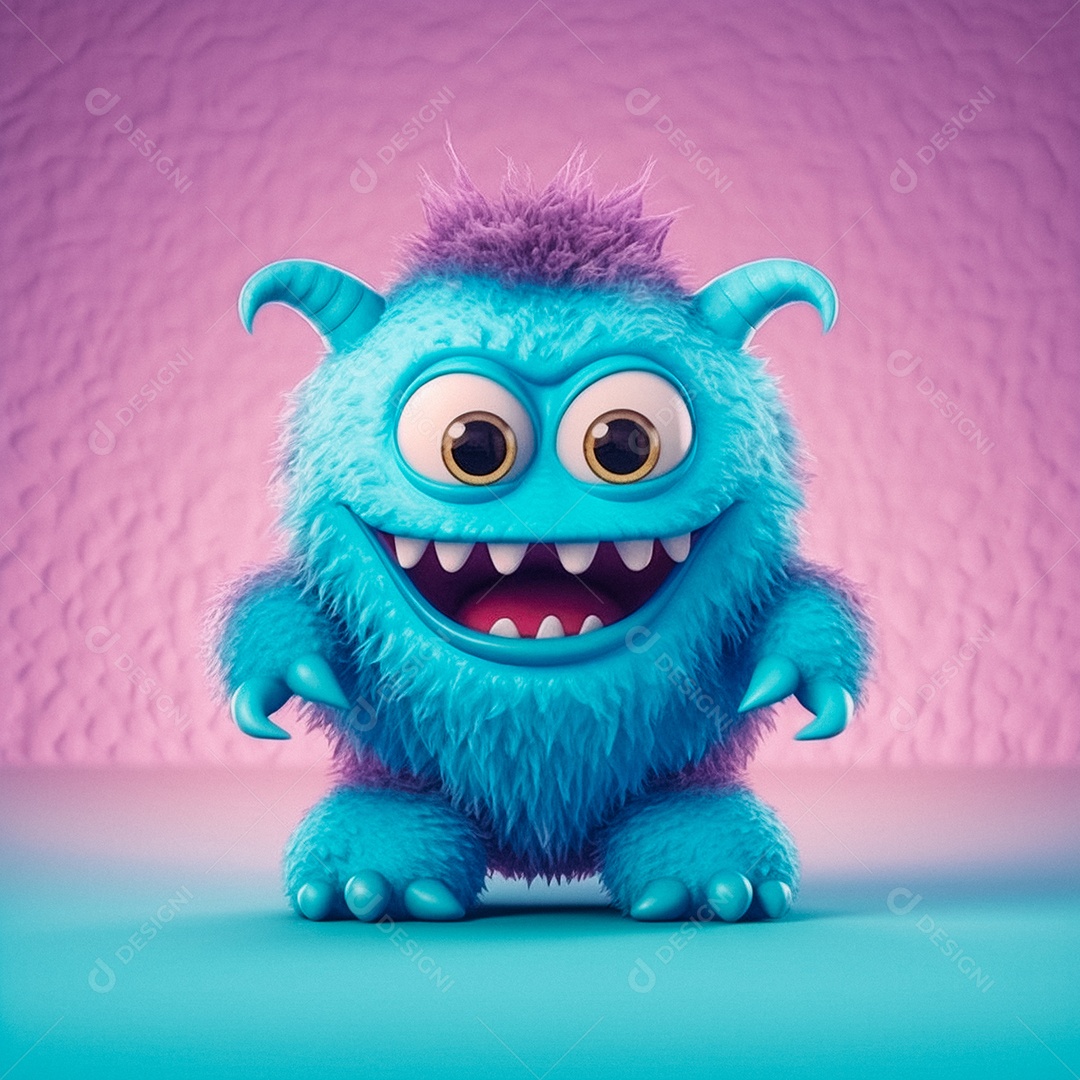 Monstro 3d semi-realista fofo