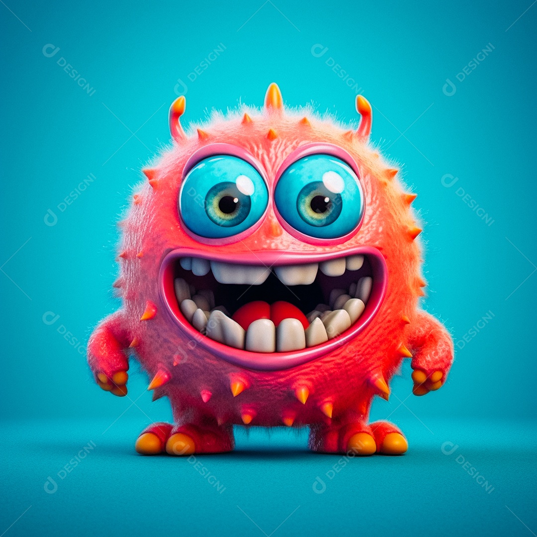 Monstro 3d semi-realista fofo