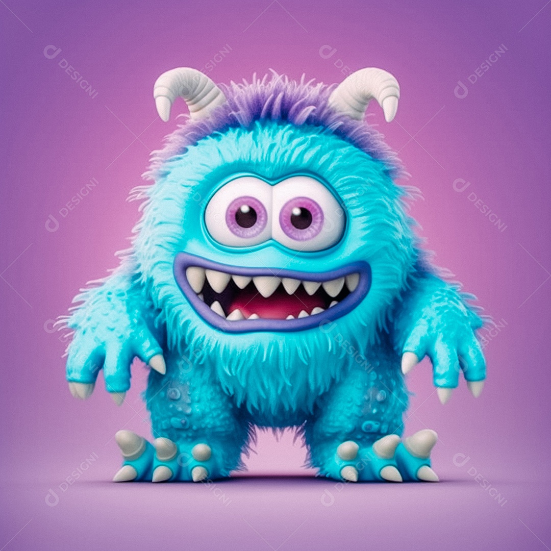 Monstro 3d semi-realista fofo