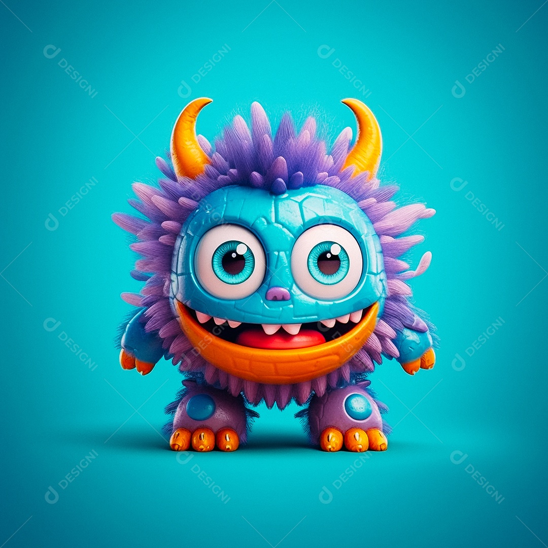 Monstro 3d semi-realista fofo