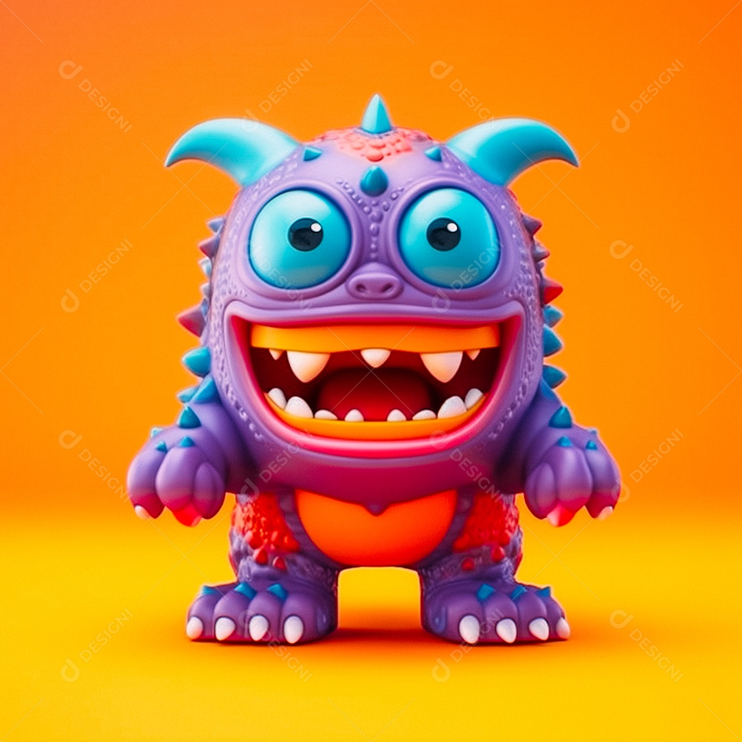 Monstro 3d semi-realista fofo