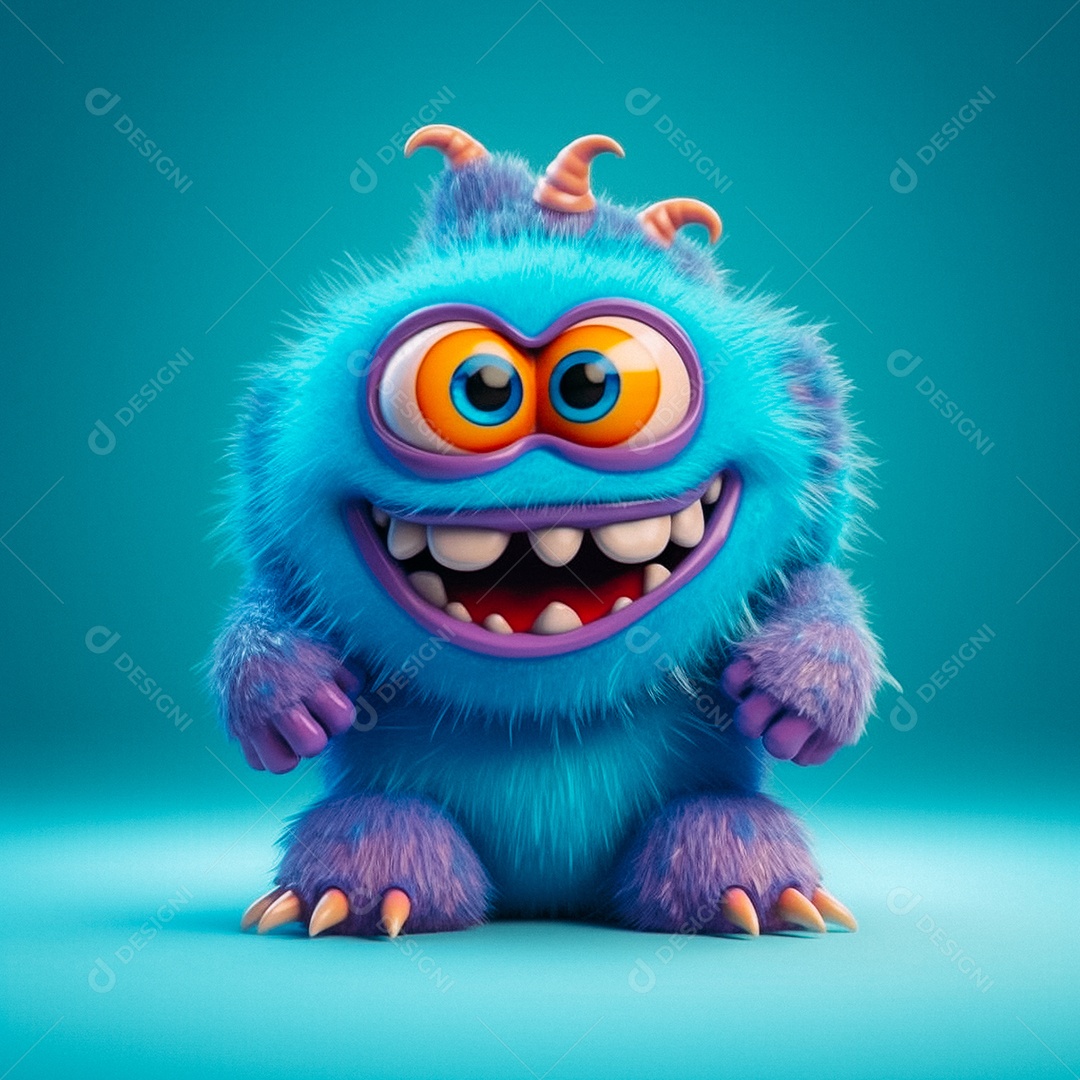 Monstro 3d semi-realista fofo