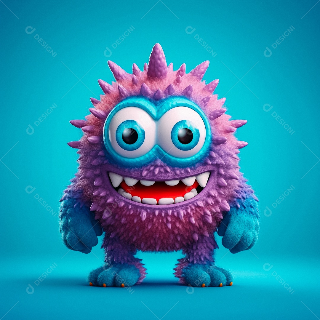 Monstro 3d semi-realista fofo