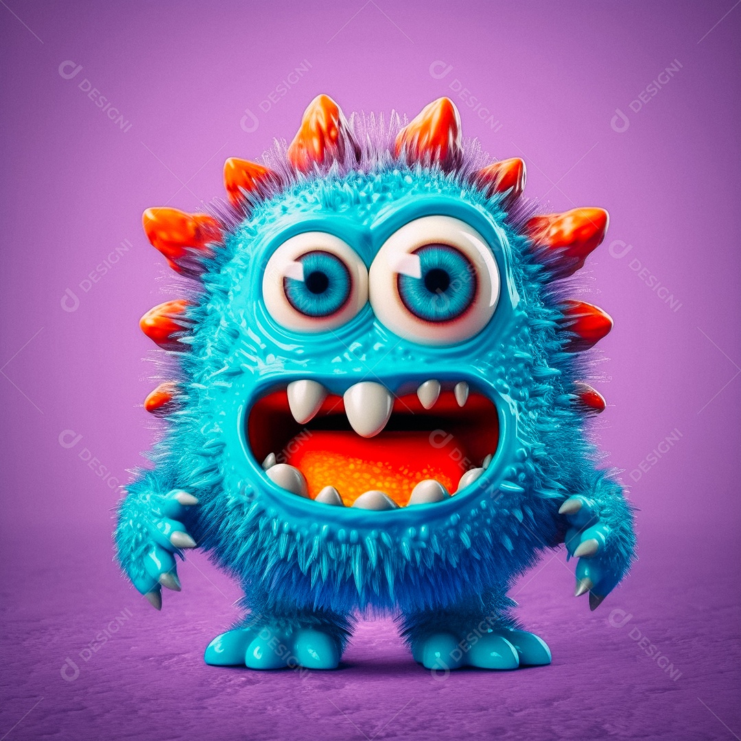 Monstro 3d semi-realista fofo