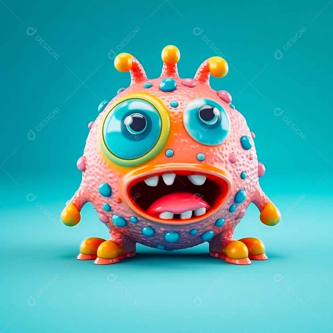 Monstro 3d semi-realista fofo