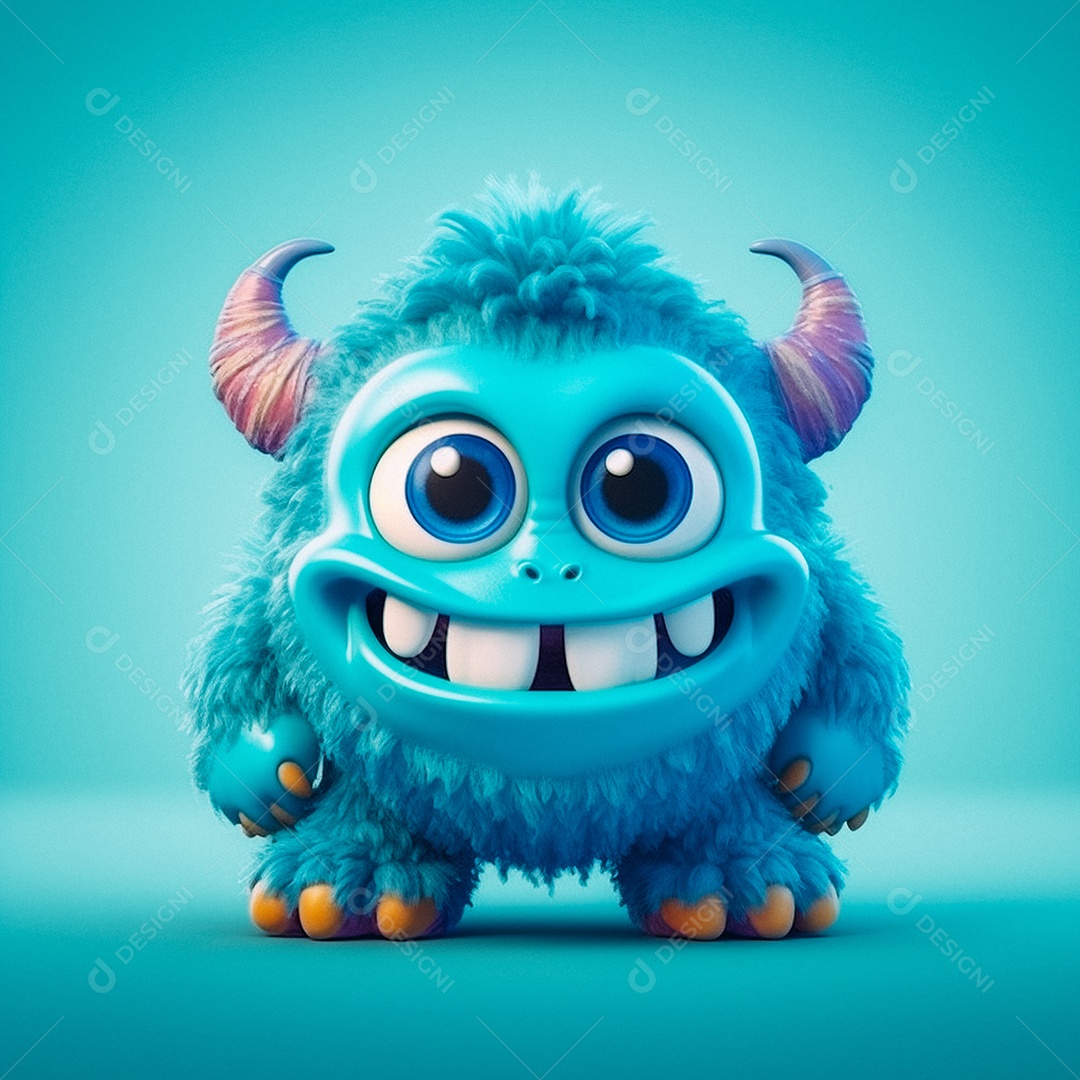 Monstro 3d semi-realista fofo