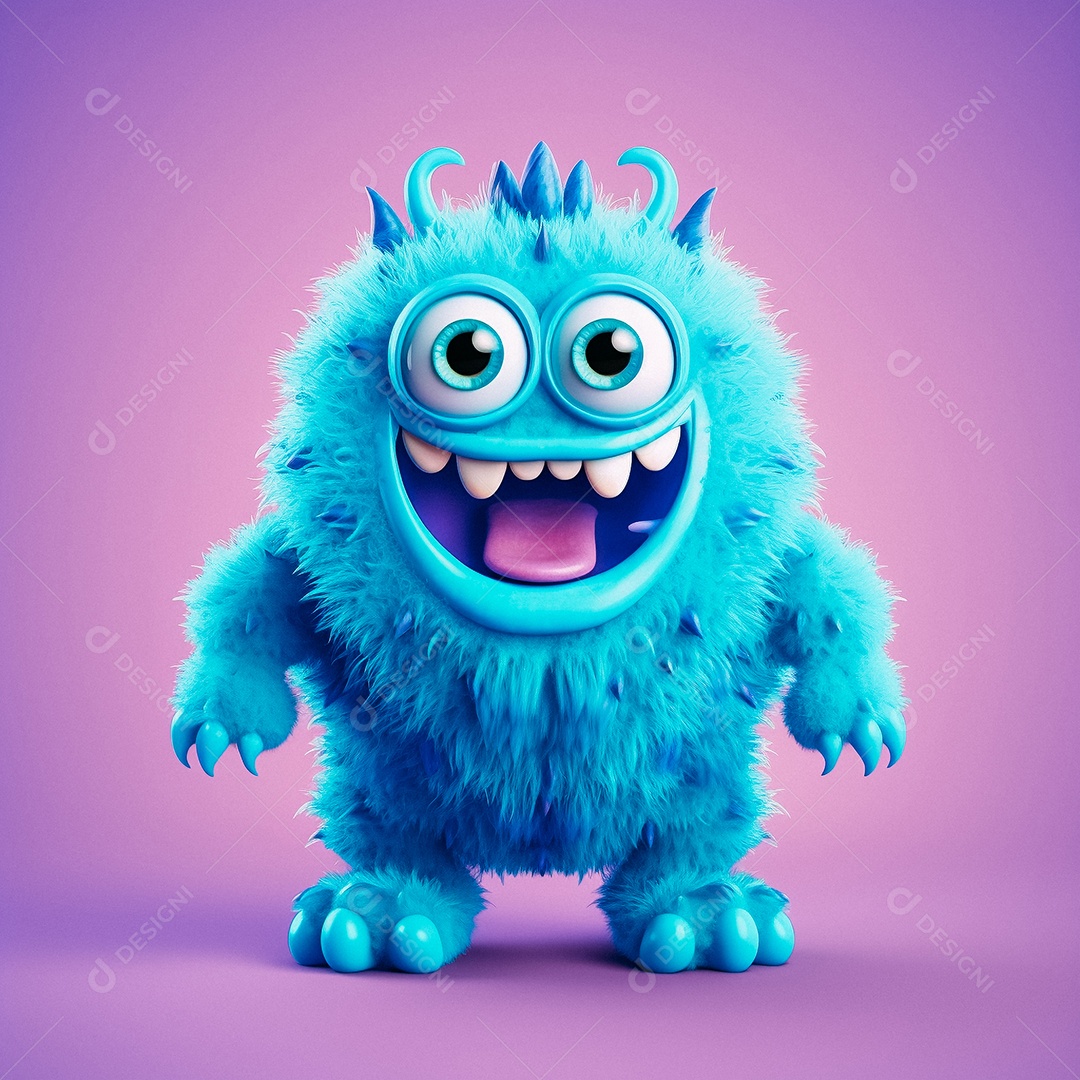 Monstro 3d semi-realista fofo