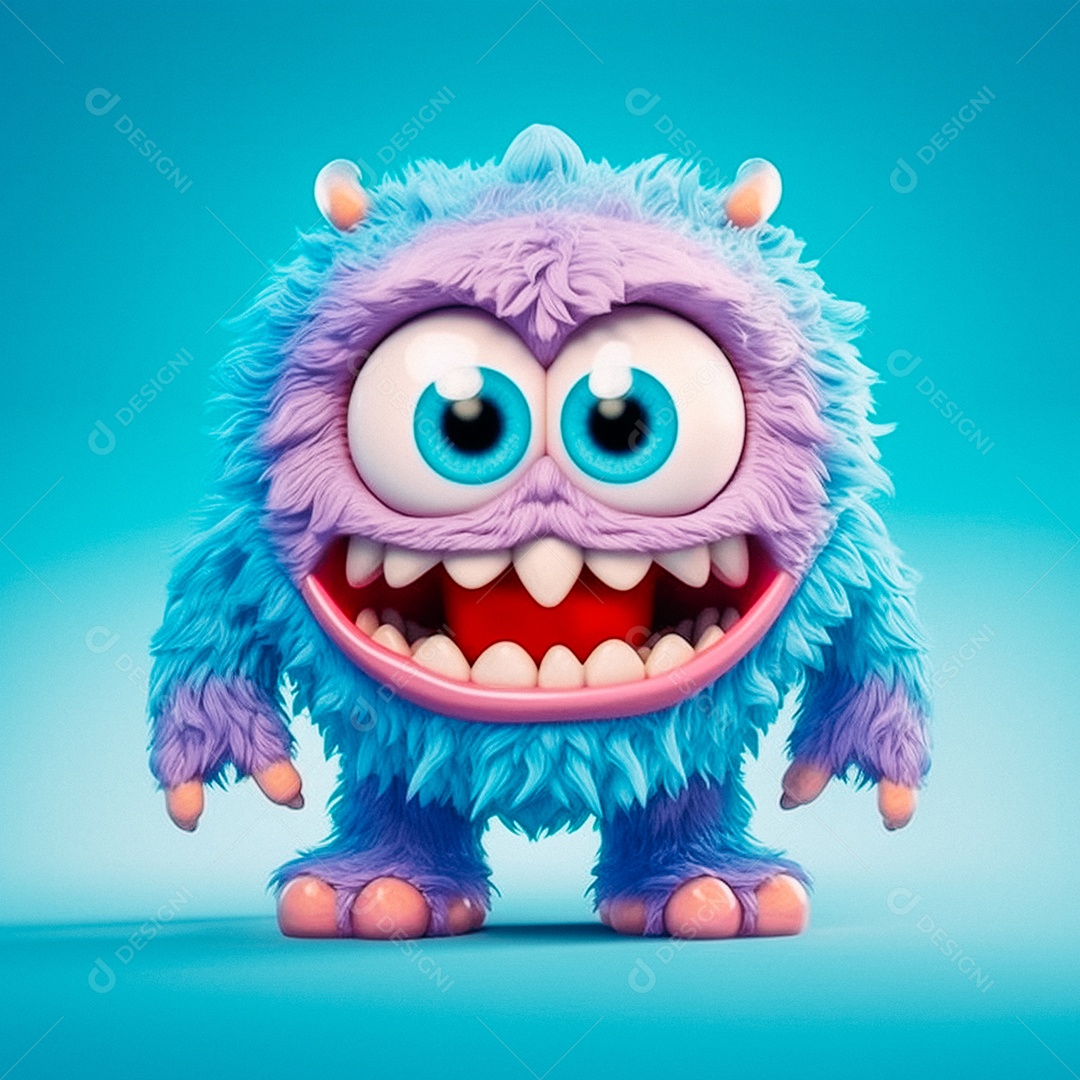 Monstro 3d semi-realista fofo