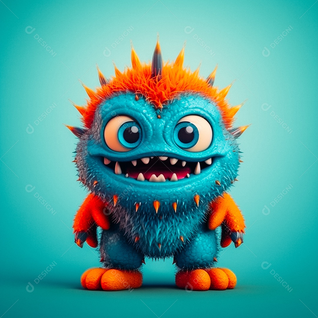 Monstro 3d semi-realista fofo