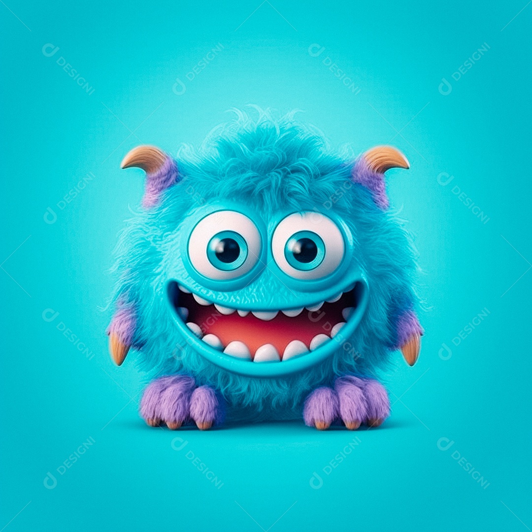 Monstro 3d semi-realista fofo