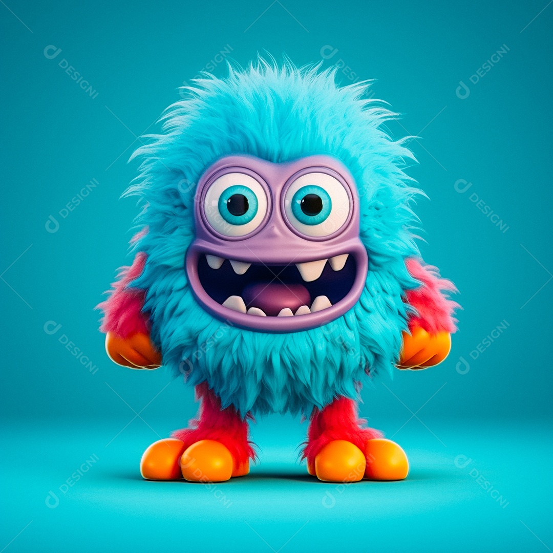 Monstro 3d semi-realista fofo