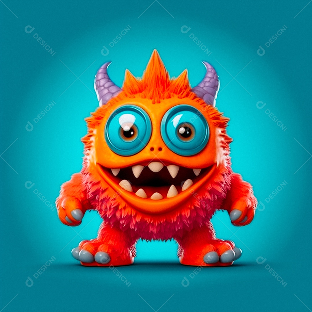 Monstro 3d semi-realista fofo