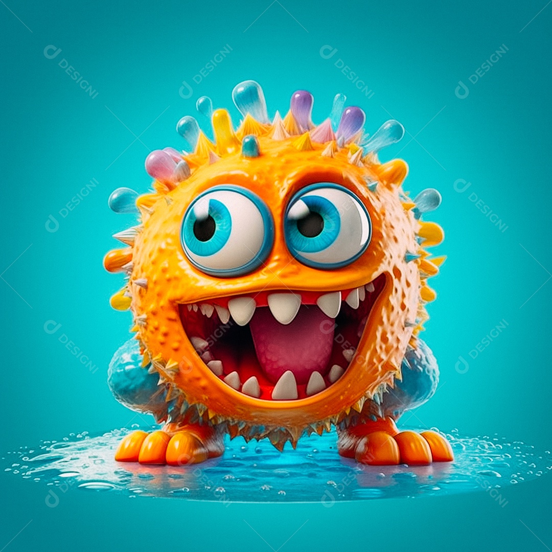 Monstro 3d semi-realista fofo