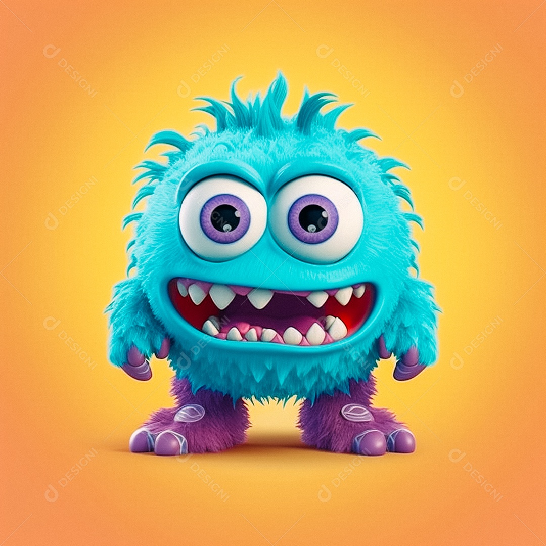 Monstro 3d semi-realista fofo