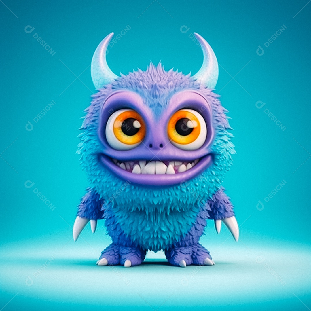 Monstro 3d semi-realista fofo