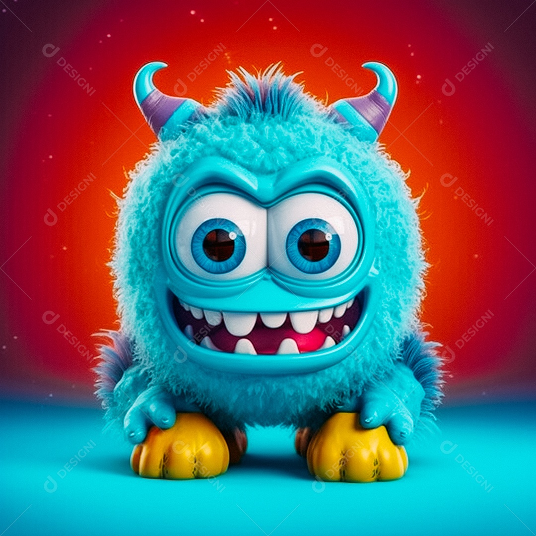 Monstro 3d semi-realista fofo