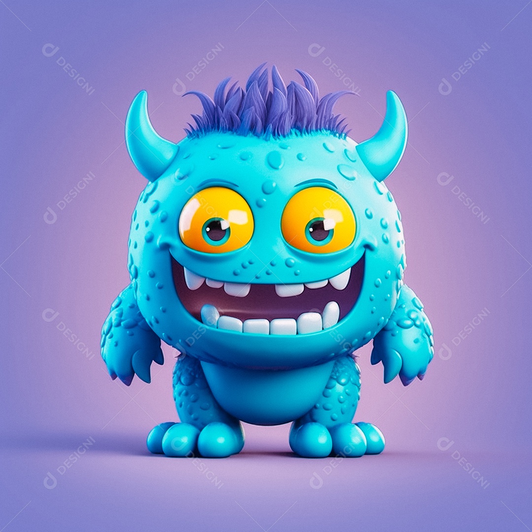 Monstro 3d semi-realista fofo