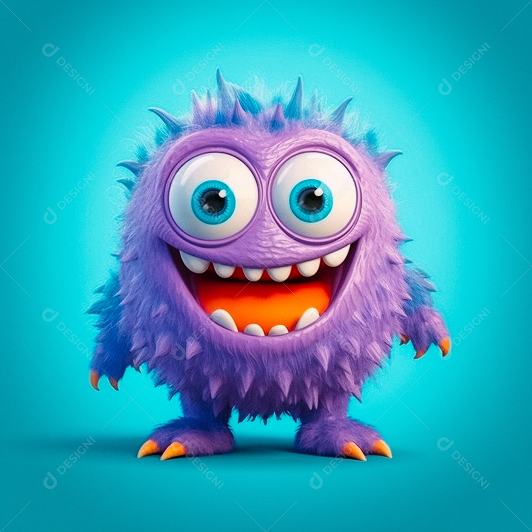 Monstro 3d semi-realista fofo