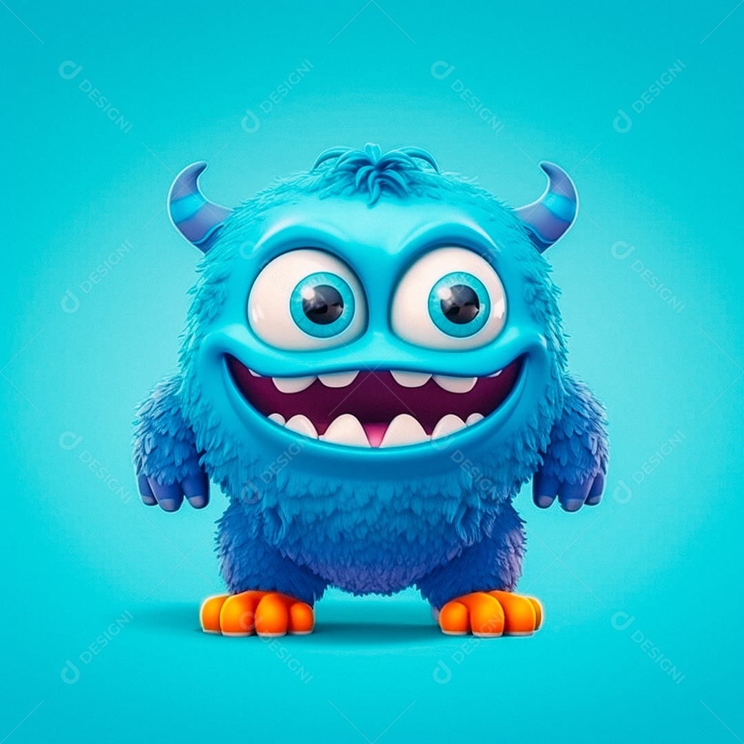 Monstro 3d semi-realista fofo