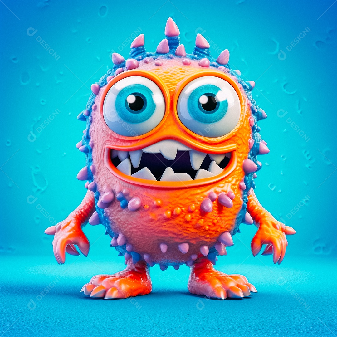 Monstro 3d semi-realista fofo