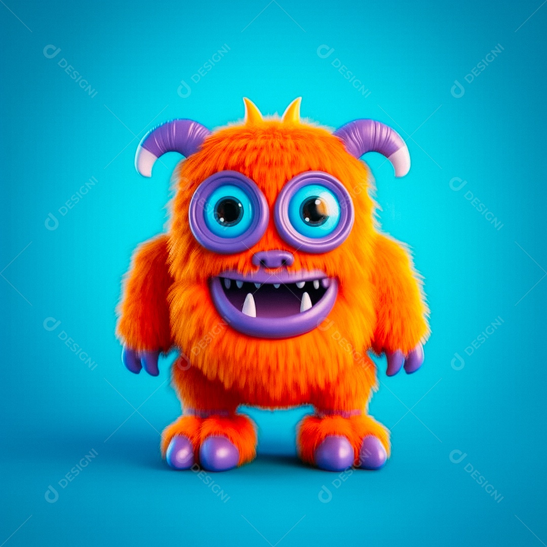 Monstro 3d semi-realista fofo