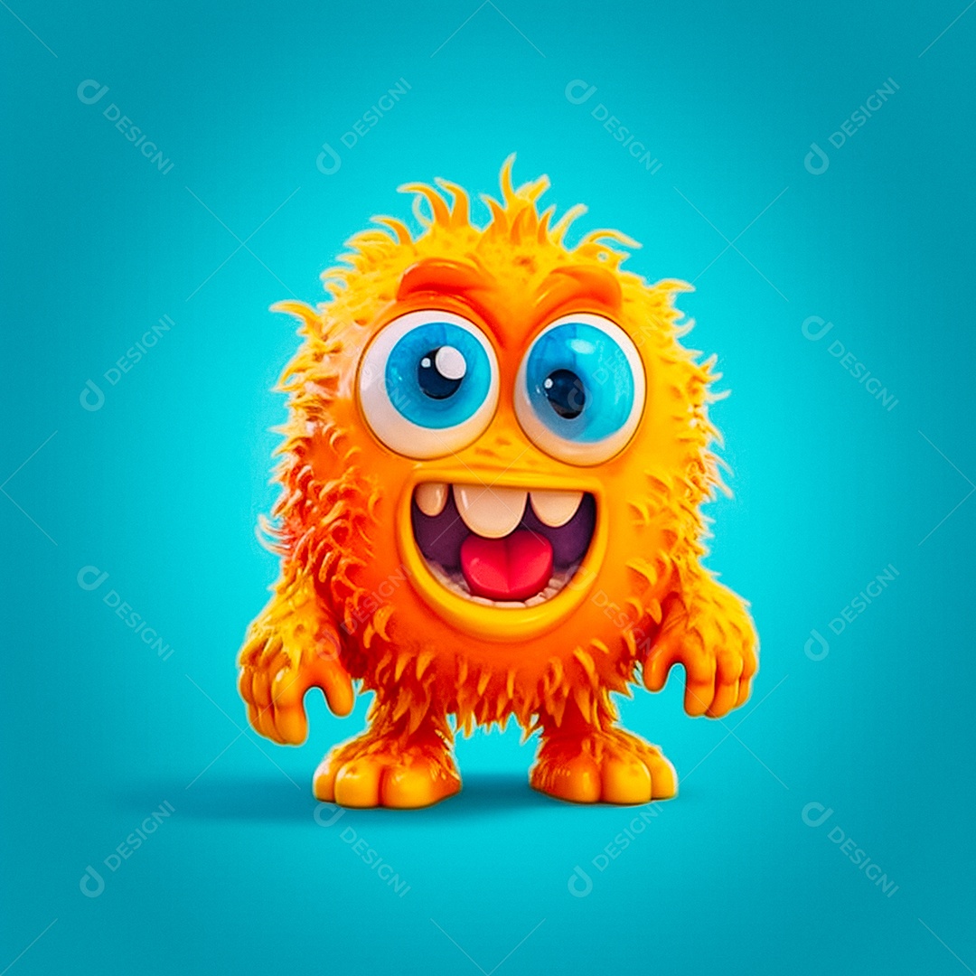 Monstro 3d semi-realista fofo