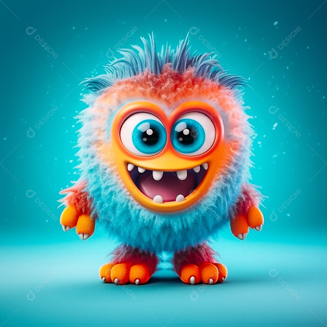 Monstro 3d semi-realista fofo