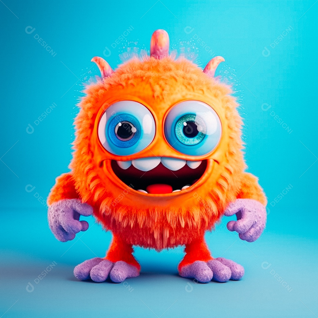 Monstro 3d semi-realista fofo