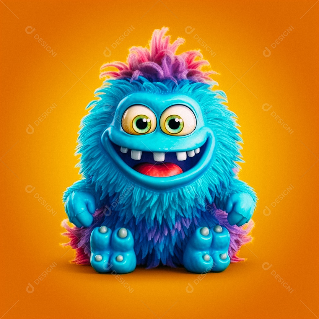 Monstro 3d semi-realista fofo