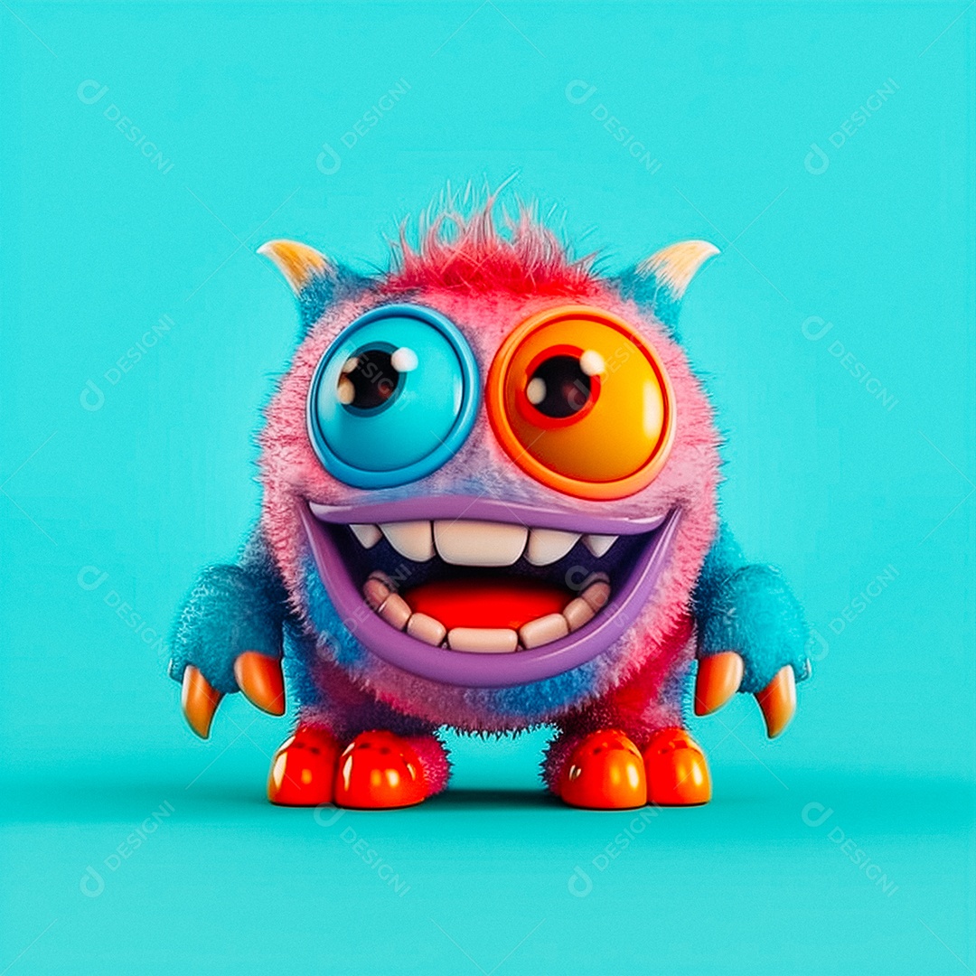 Monstro 3d semi-realista fofo