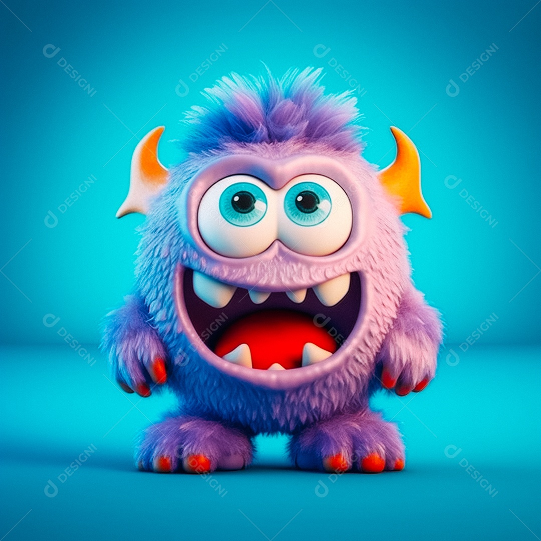 Monstro 3d semi-realista fofo