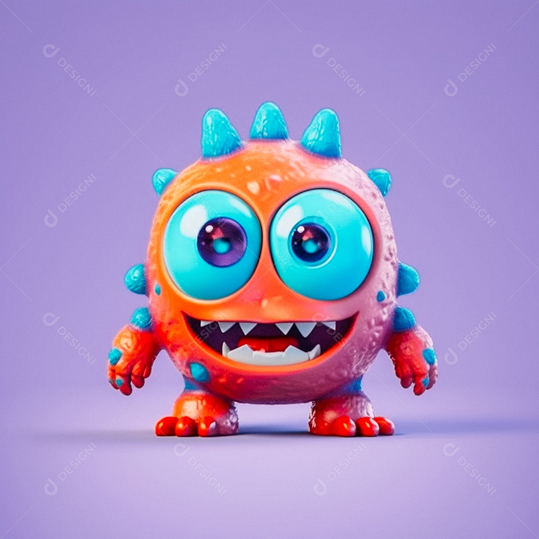 Monstro 3d semi-realista fofo