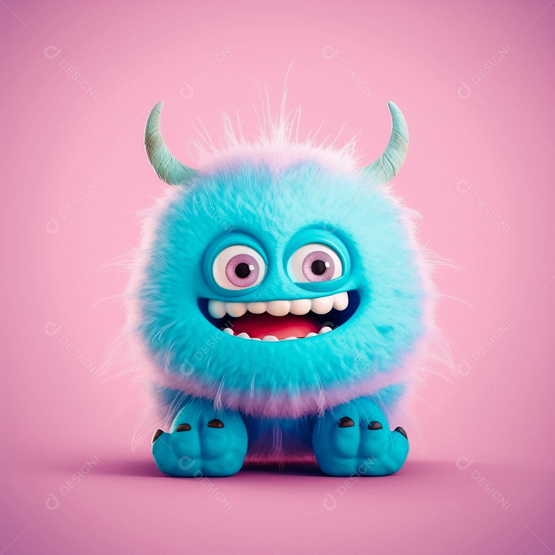 Monstro fofo cartoon realista