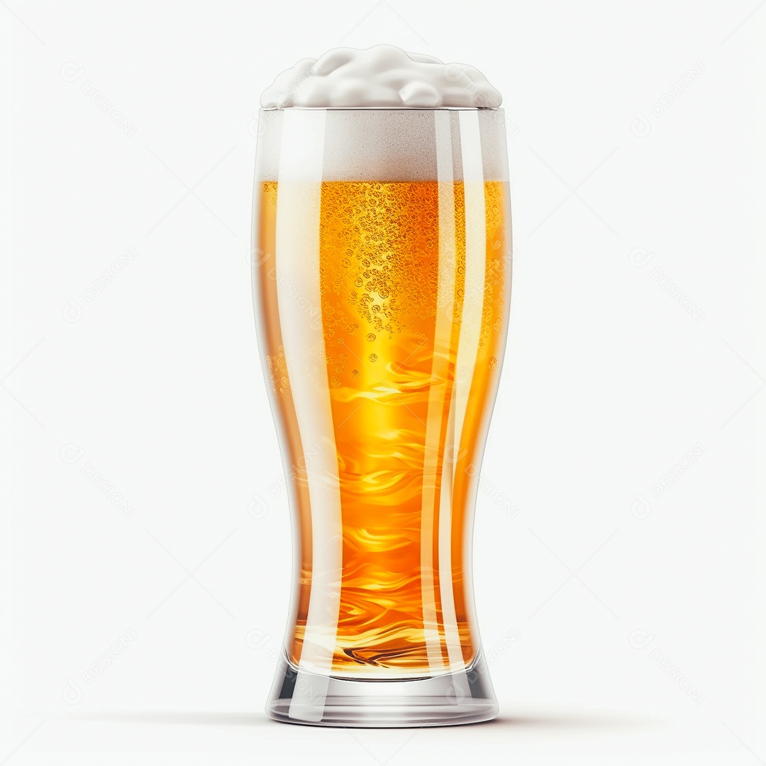 Copo de cerveja sobre fundo isolado branco