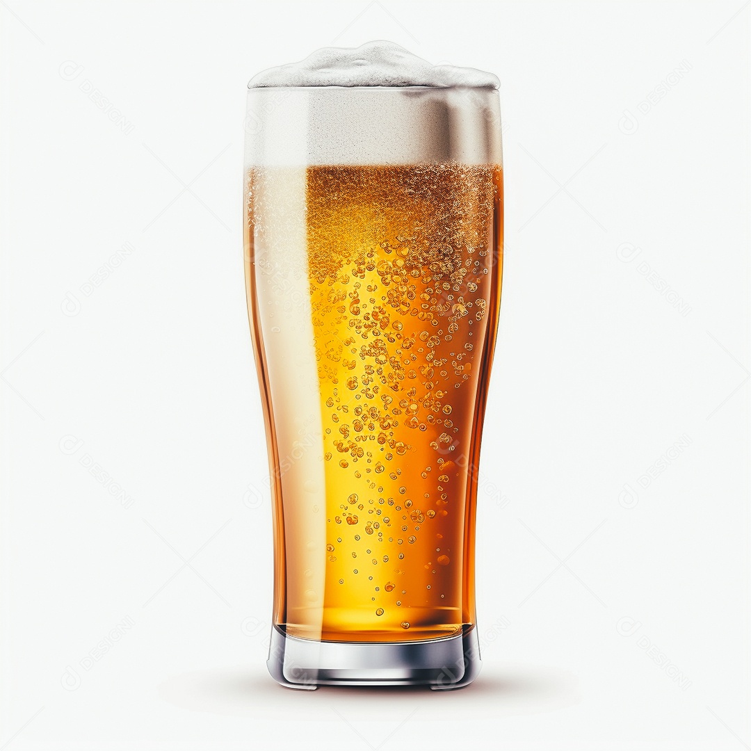 Copo de cerveja sobre fundo isolado branco