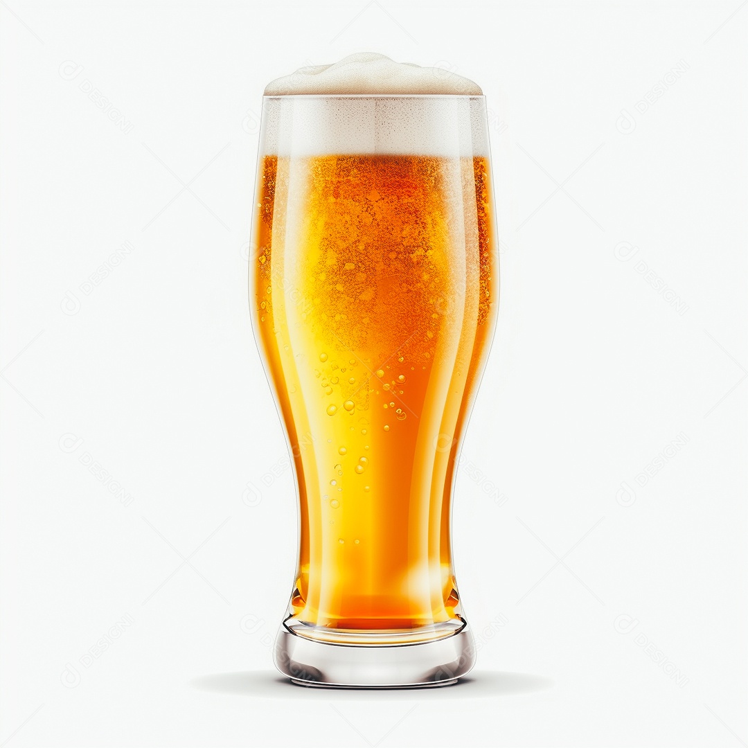 Copo de cerveja sobre fundo isolado branco