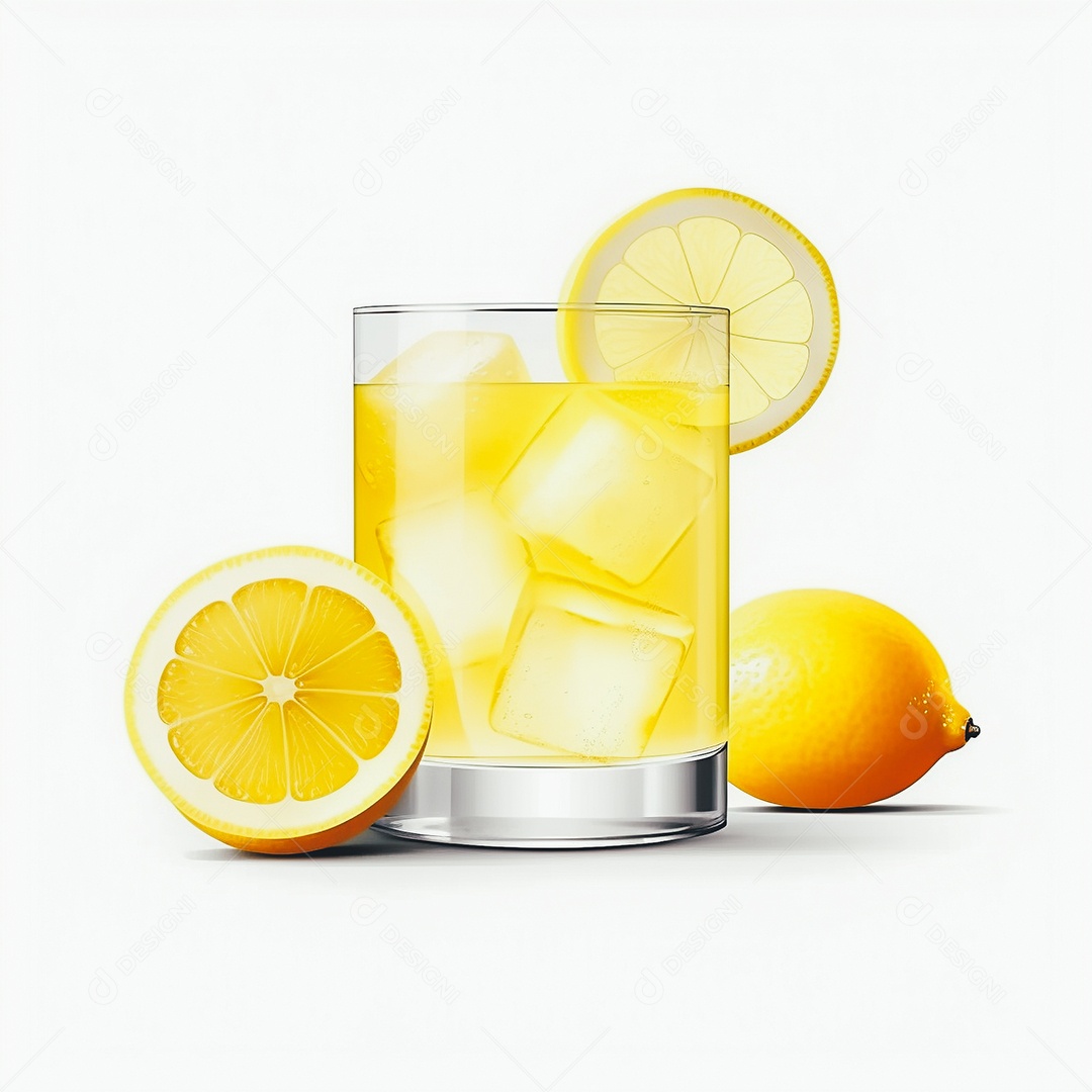 Suco de limão saboroso sobre copo de vidro em um fundo isolado