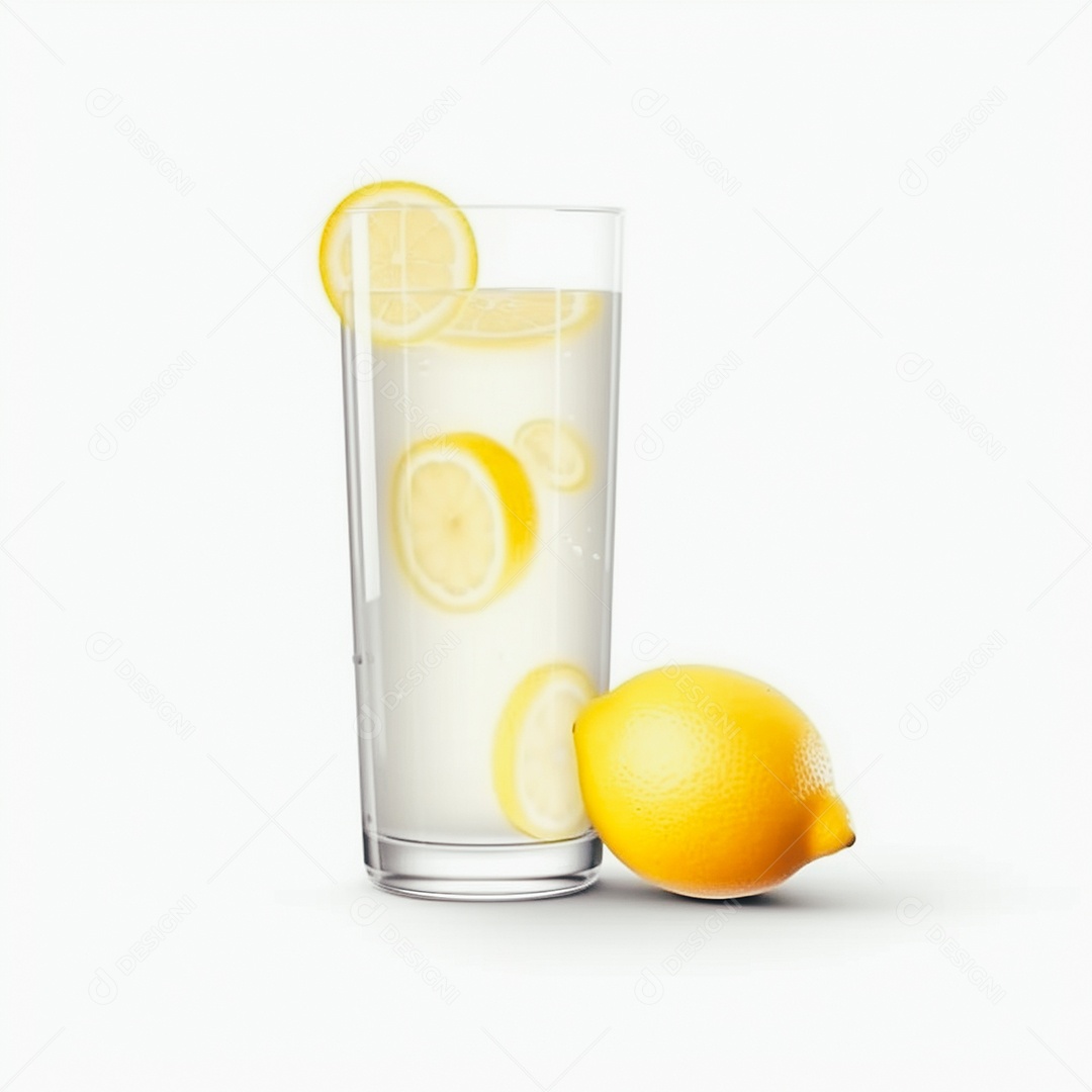 Suco de limão saboroso sobre copo de vidro em um fundo isolado